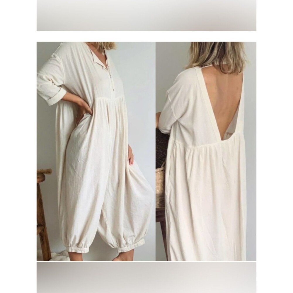AVY & CO Lagenlook Lune Bloomer Jumpsuit in Butter Milk One Size